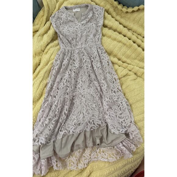 Girls Mia Joy Joyfolie Oatmeal Cream Lined Lace Dress Ivory Size 8 - Picture 1 of 6